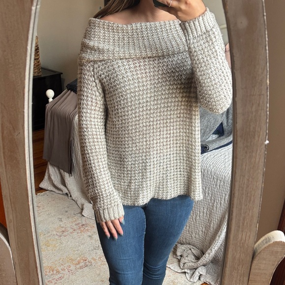 BB Dakota Sweaters - BB Dakota Cream Off-the-Shoulder Sweater